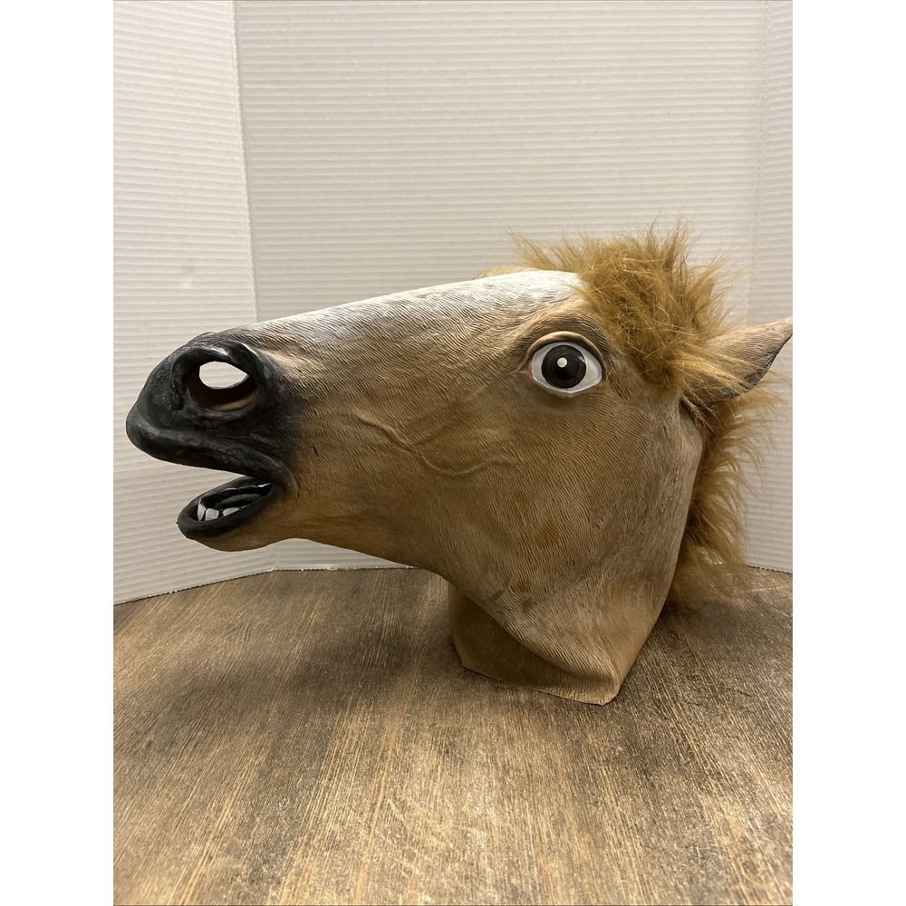 Horse Head Mask Full Latex Brown Cosplay Costume Adult- Halloween